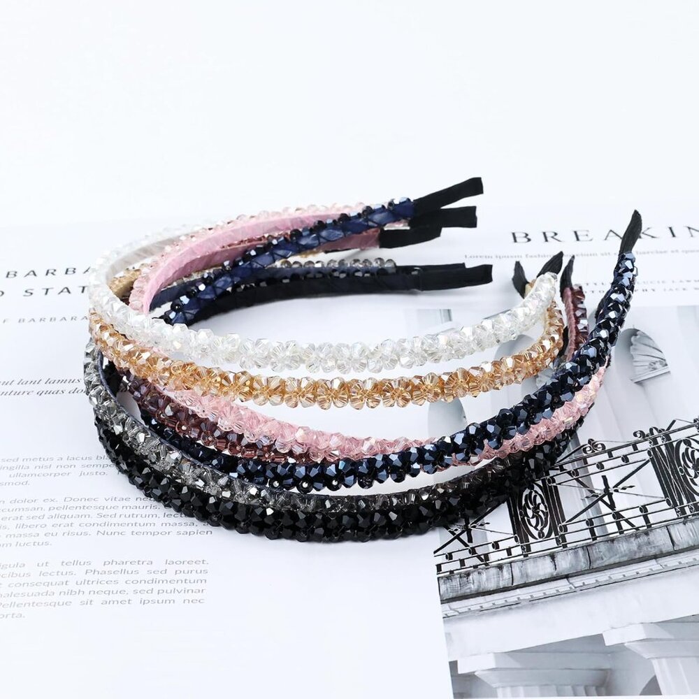 7 Pieces Glitter Double-Rowed Crystal Headbands Hair Bands Hoops Accessories for - Picture 8 of 9